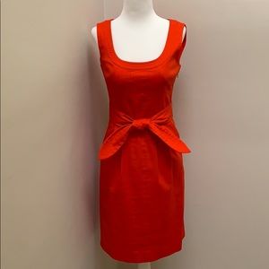 Tory Burch Red Sleeveless Bow-Waist Sheath Dress